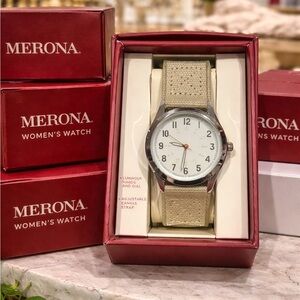 MERONA Silver Tone Case Quartz Analog Women’s Watch New in Box